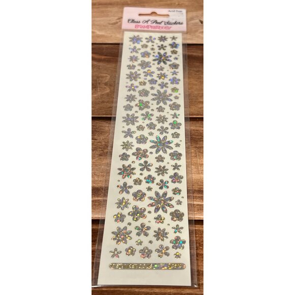 HTF RARE Stampendous! Class a'Peel Dot Blossom Flower Stickers Silver AC672HSB - Picture 1 of 2